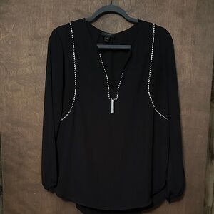 J. Crew Black Blouse with White Trim